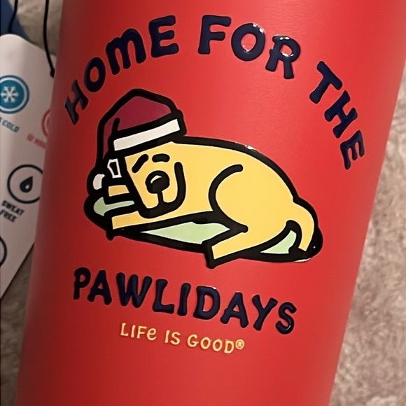 Brand New Life is Good Home for the Pawildays Red Christmas Tumbler Dog Thermos - Picture 12 of 14